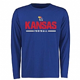 Kansas Jayhawks Custom Sport Wordmark Long Sleeve WEM T-Shirt - Royal Blue,baseball caps,new era cap wholesale,wholesale hats